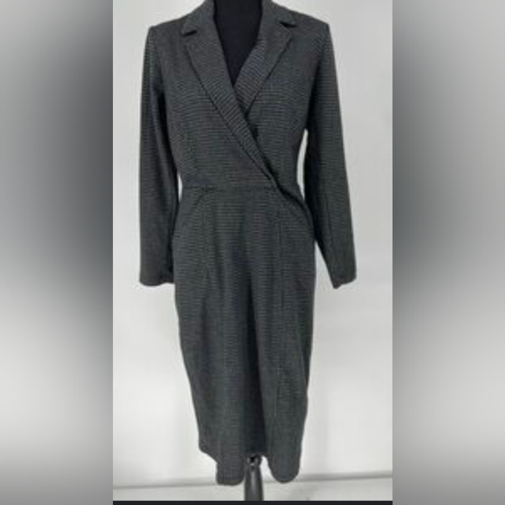 Max Studio Women's Dark Gray Houndstooth Wrap Maxi Dress